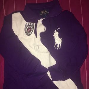 Toddler boy purple long sleeve polo.
